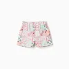 Cotton shorts with a tile pattern for baby girls, multicolour