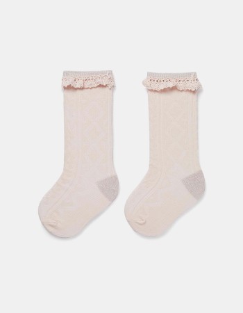 Baby Girls Knee-High Socks with Lace Detail