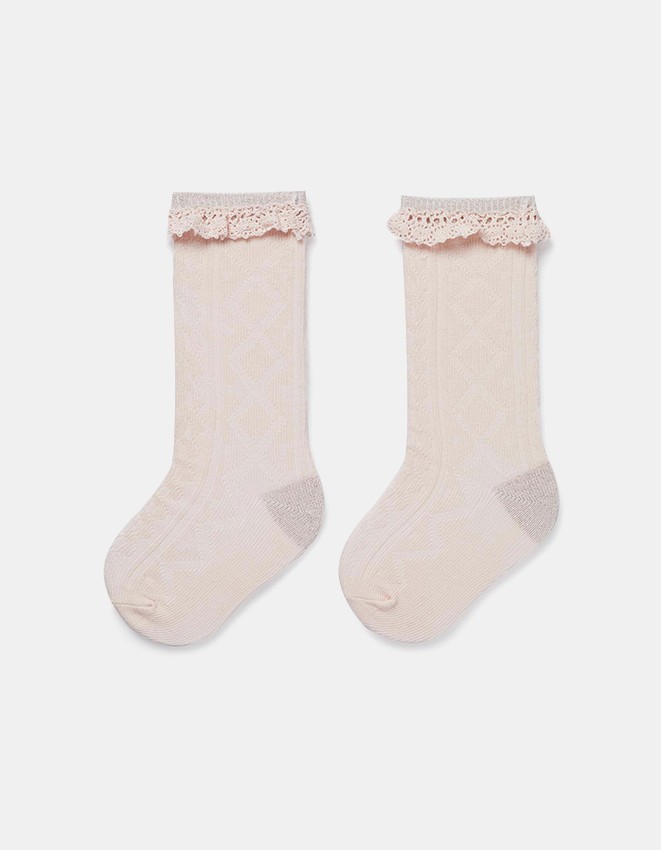 Baby Girls Knee-High Socks with Lace Detail