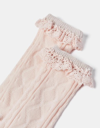 Baby Girls Knee-High Socks with Lace Detail