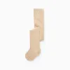 Flexible Cotton Tights for Baby Girls, Beige