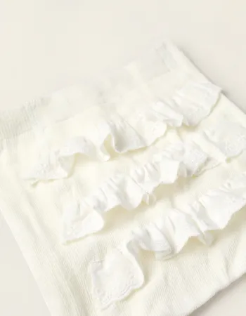 Tights with Ruffles for Newborn Girls and Babies, White