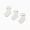 Pack of 3 Pairs of Socks with Broderie Anglaise for Baby Girls, White