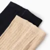 Pack of 2 Tights Ribbed/with Bow for Baby Girls, Beige/Dark Blue