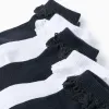 Pack of 5 Pairs of Socks with Crochet for Baby Girls, White/Blue