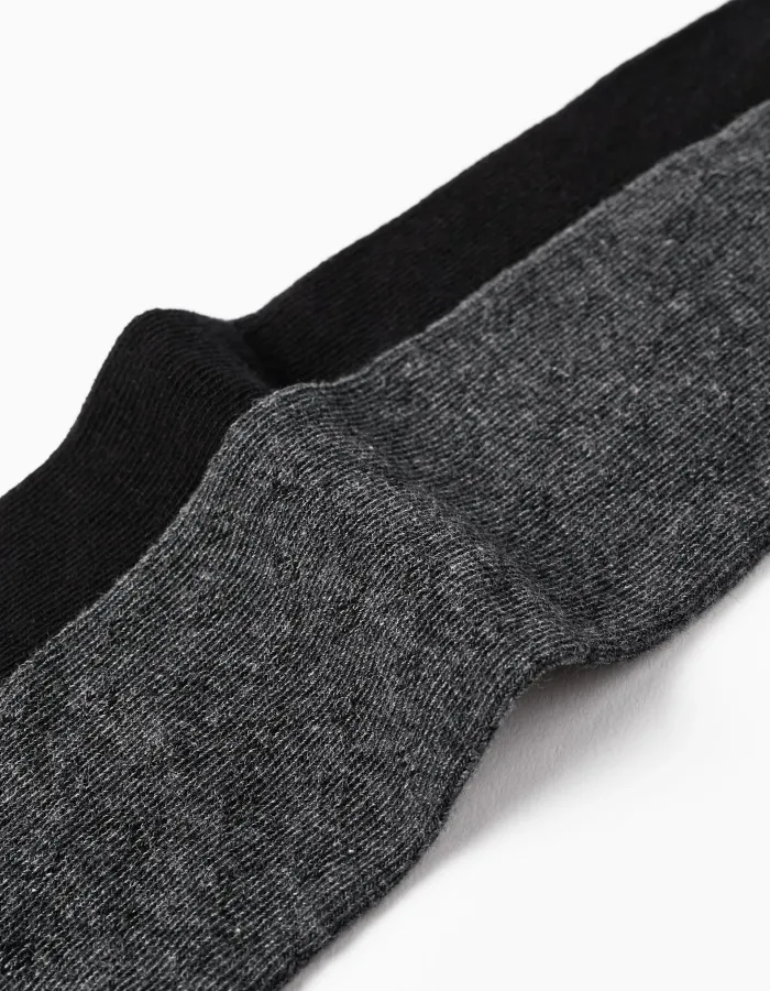 Pack of 2 Tights for Newborn Girls and Babies, Grey/Black