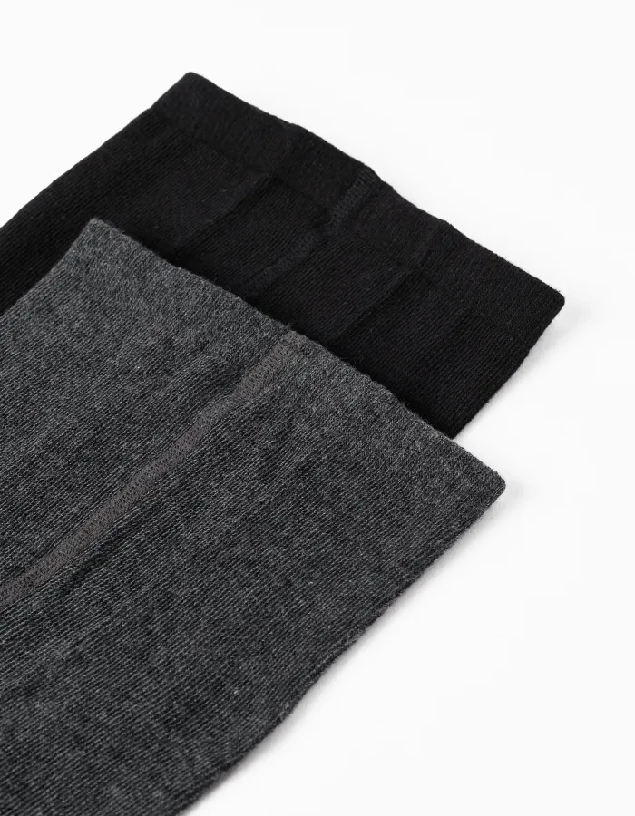 Pack of 2 Tights for Newborn Girls and Babies, Grey/Black