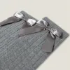 High Socks with Satin Bow for Baby Girls, Grey