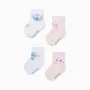 4 socks with Stitch and Angel for newborn and baby girls, white/pink