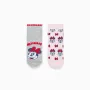 2 non-slip socks with Minnie print for newborn and baby girls, grey/pink