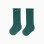 Ribbed knee-high socks with velvet bow for baby girls, dark green