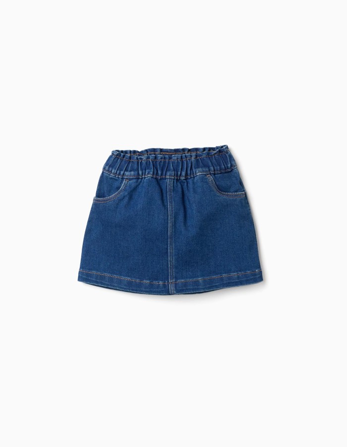 Denim skirt with 4 pockets for baby girls, dark blue