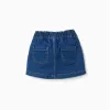 Denim skirt with 4 pockets for baby girls, dark blue