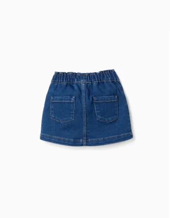 Denim skirt with 4 pockets for baby girls, dark blue
