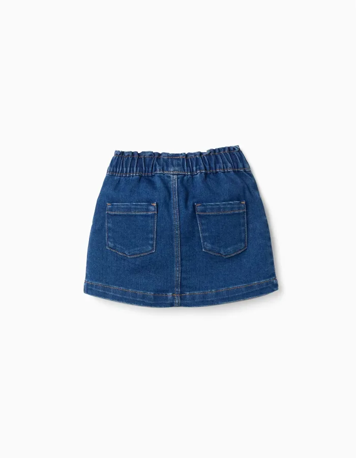 Denim skirt with 4 pockets for baby girls, dark blue