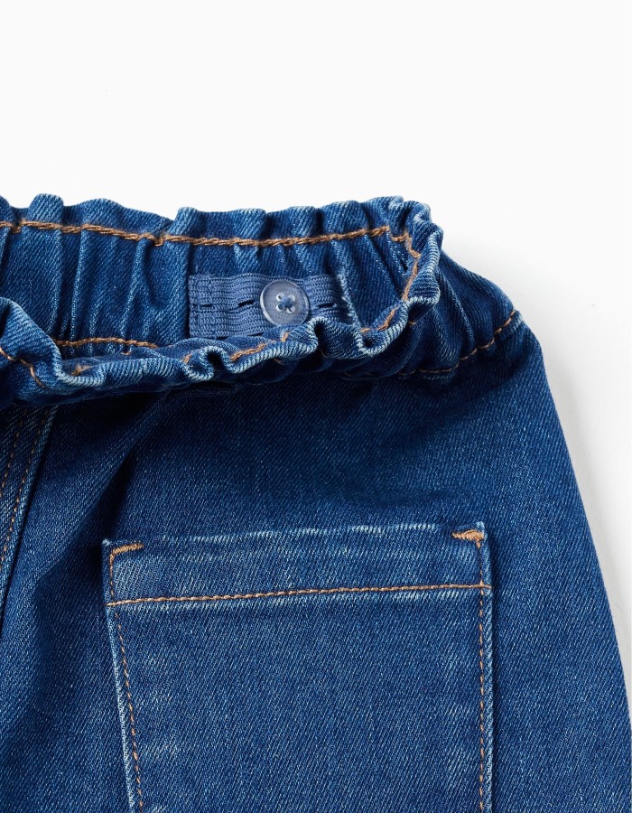 Denim skirt with 4 pockets for baby girls, dark blue