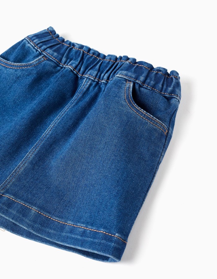 Denim skirt with 4 pockets for baby girls, dark blue