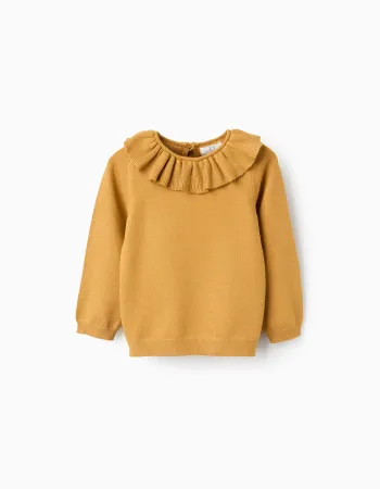 Jumper with Ruffle Collar for Baby Girls, Yellow