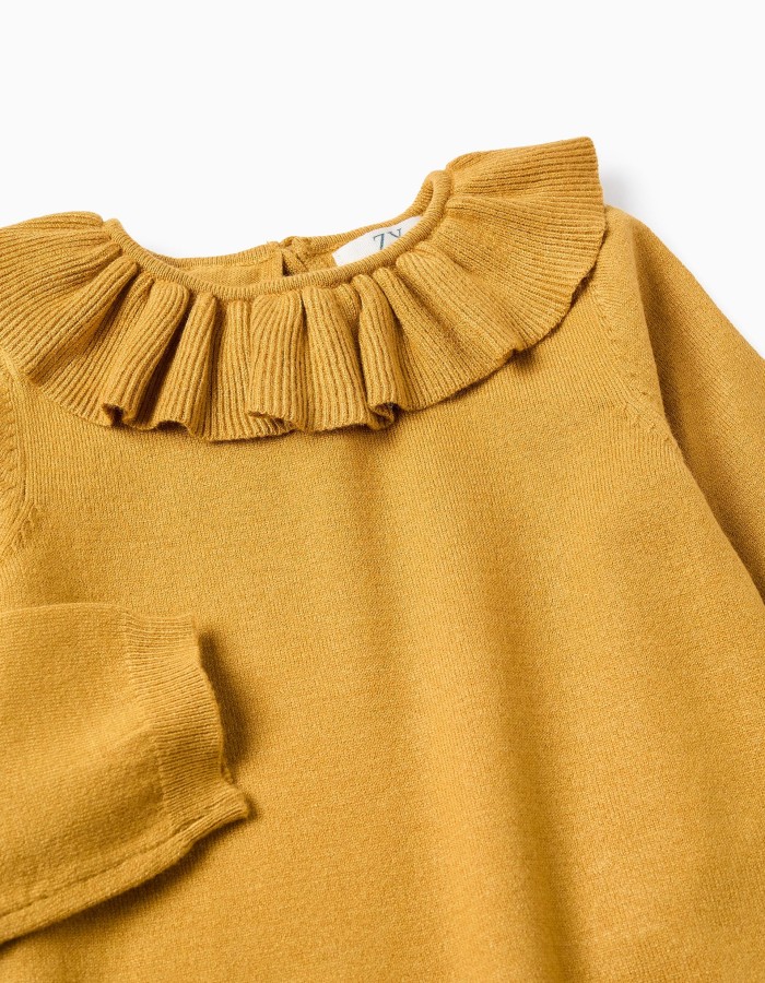 Jumper with Ruffle Collar for Baby Girls, Yellow