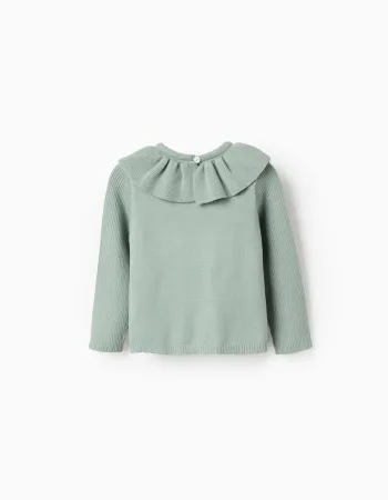 Jumper with Ruffle Collar for Baby Girls, Green