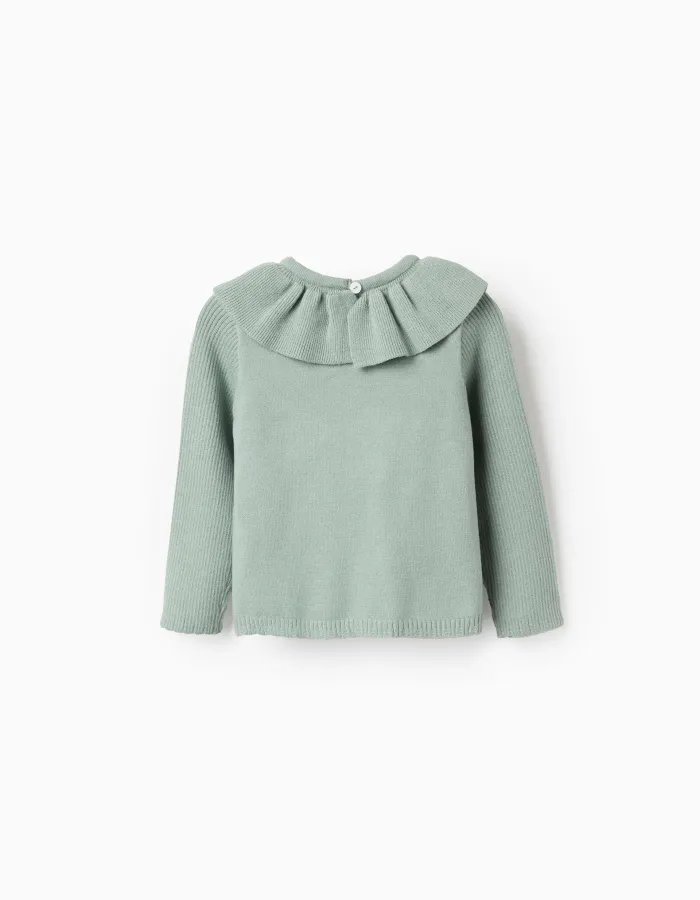 Jumper with Ruffle Collar for Baby Girls, Green