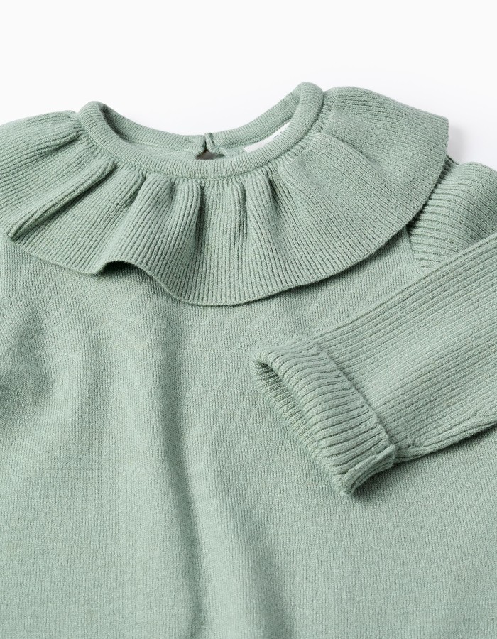 Jumper with Ruffle Collar for Baby Girls, Green