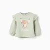 Cotton Sweatshirt with Ruffles for Baby Girls 'Bambi', Green
