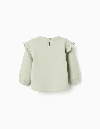Cotton Sweatshirt with Ruffles for Baby Girls 'Bambi', Green