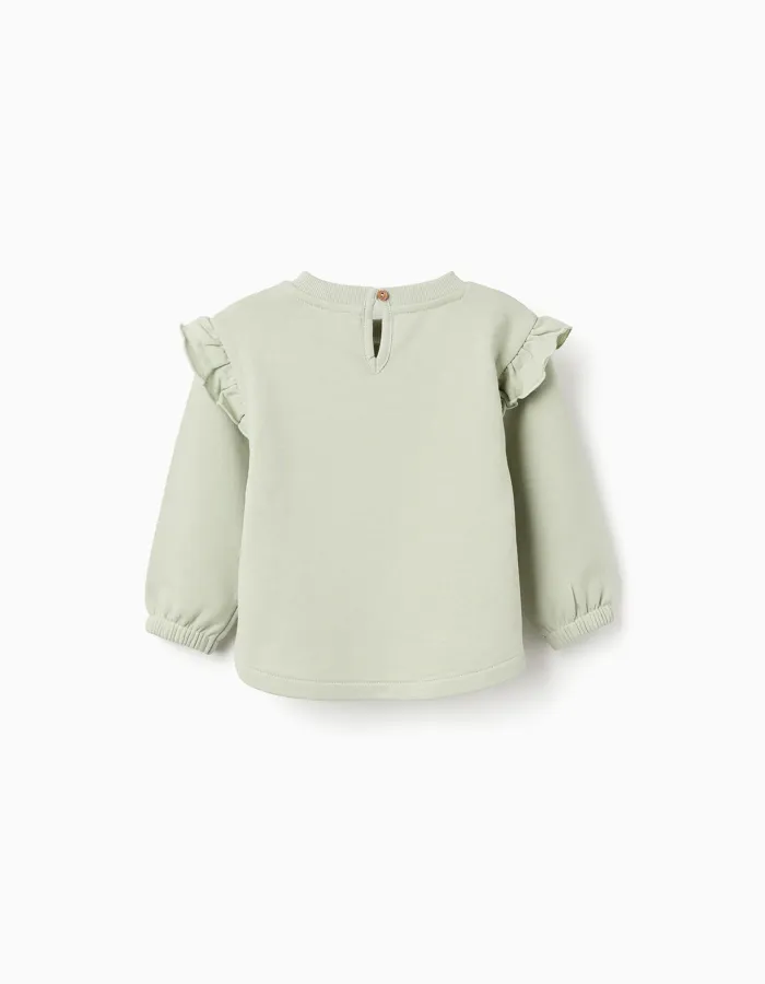 Cotton Sweatshirt with Ruffles for Baby Girls 'Bambi', Green