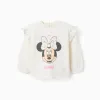 Cotton sweatshirt with Minnie print for baby girls, light beige
