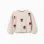 Knitted jumper with intarsia flowers for baby girls, light beige