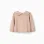 Knitted jumper with scalloped collar for baby girls, beige