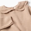 Knitted jumper with scalloped collar for baby girls, beige