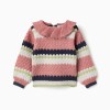 Knitted jumper with stripes for baby girls, pink/beige/blue/green