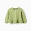 Cardigan with embroidered flowers for baby girls, lime green