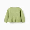 Cardigan with embroidered flowers for baby girls, lime green