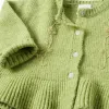 Cardigan with embroidered flowers for baby girls, lime green