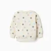 Brushed sweatshirt with hearts and dots pattern for baby girls, white