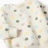 Brushed sweatshirt with hearts and dots pattern for baby girls, white