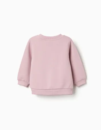 Brushed sweatshirt with printed hearts for baby girls, lilac