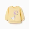Brushed sweatshirt with printed hearts for baby girls, yellow