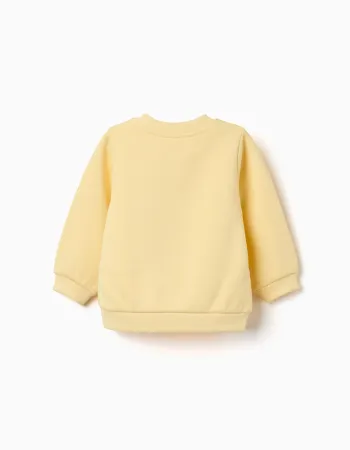 Brushed sweatshirt with printed hearts for baby girls, yellow