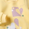 Brushed sweatshirt with printed hearts for baby girls, yellow