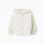 Brushed hooded jacket with floral pattern for baby girls, white