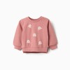 Sweatshirt with floral embossed print for baby girls, pink