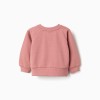 Sweatshirt with floral embossed print for baby girls, pink
