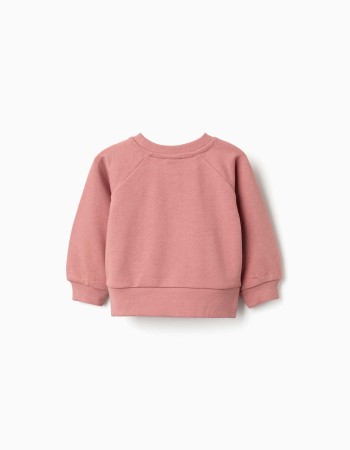 Sweatshirt with floral embossed print for baby girls, pink