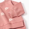 Sweatshirt with floral embossed print for baby girls, pink