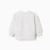 Sweatshirt with floral embossed print for baby girls, white/pink