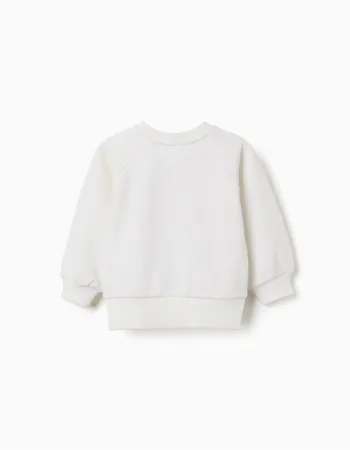 Sweatshirt with floral embossed print for baby girls, white/pink